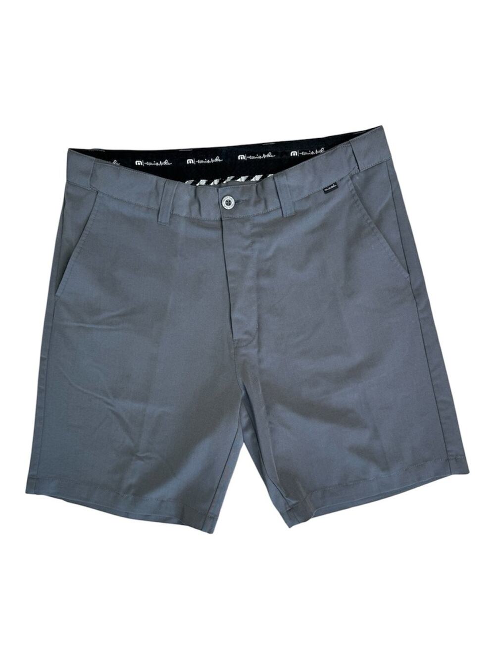 TRAVIS MATHEW Men’s Gray Flat-Front Performance Shorts